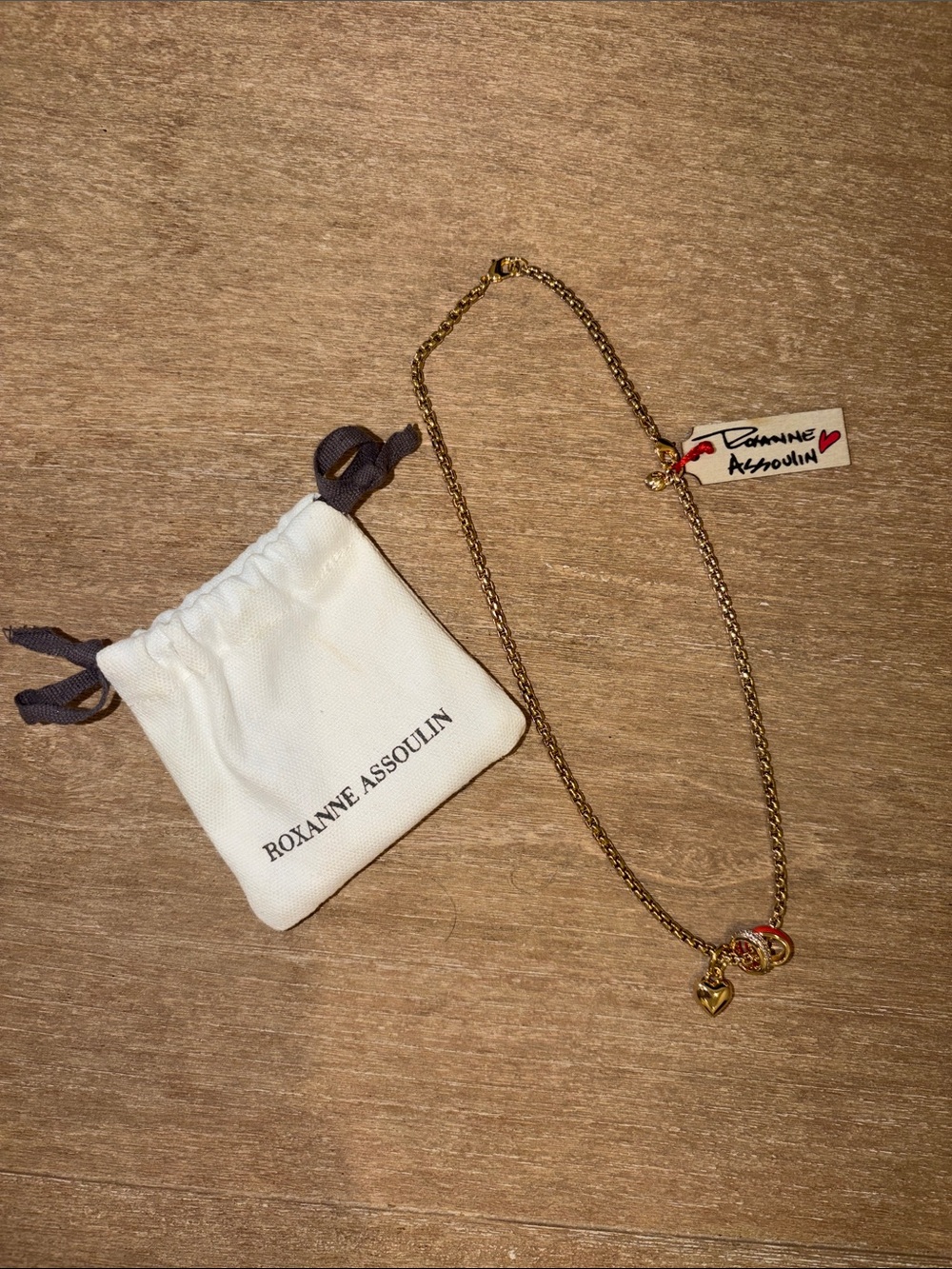 Roxanne Assoulin Gold Heart Charm Necklace with Tag